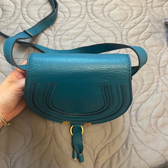 Chloe Mini Marcie Saddle Bag, Blue - 100% Authentic - Picture 3 of 15